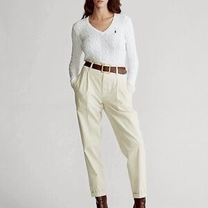 Cable-Knit Cotton V-Neck Sweater